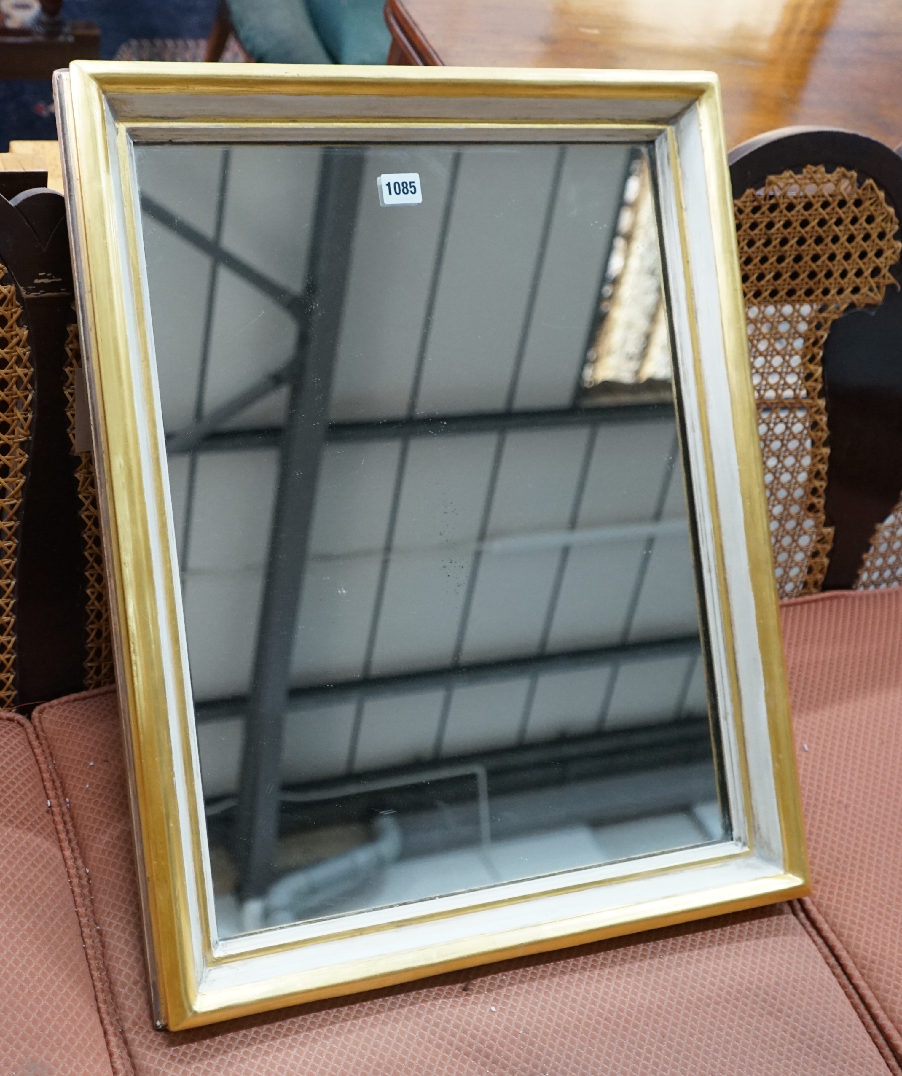A 19th century rectangular wall mirror, re-painted and re-gilded, width 52cm, height 65cm